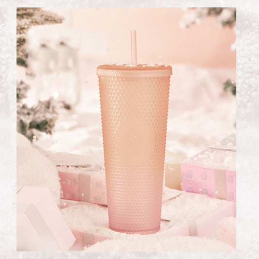 Starbucks China 2023 Christmas cute pet series Ombre pink orange straw cold studded cup 24oz Starbucks loveinstarbucks