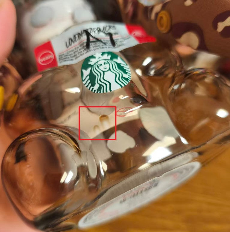 tiny flaw  Starbucks China 2026 Leopard Print Series Bearista Bear glass with headpiece