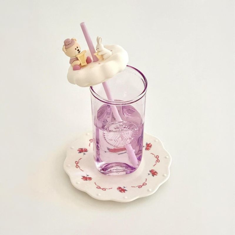 on sale Starbucks China 2025 Garden Dance series purple straw glass cup 530ml