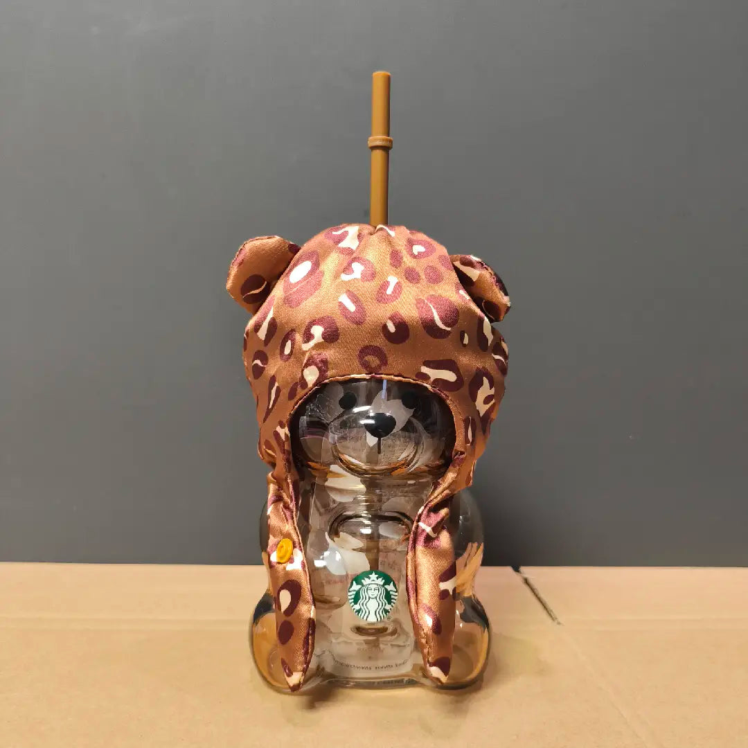 Flawed Starbucks Brown Leopard Print Glass Cup