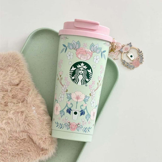 Starbucks China 2025 Spring Flower online Series  Spring Blossom Double Spout Stainless Steel Cup 480ml 16.89oz