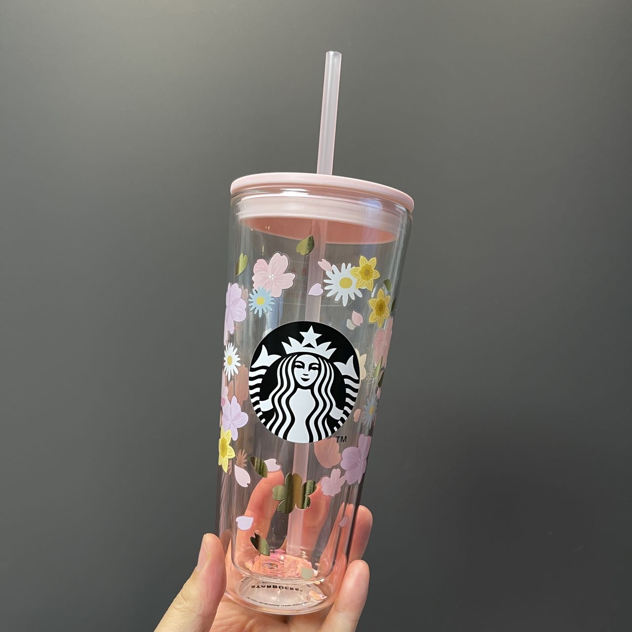 Starbucks tumblers China 2021 Sakura pink double-layer Classic Glass Straw 20oz cup Starbucks loveinstarbucks