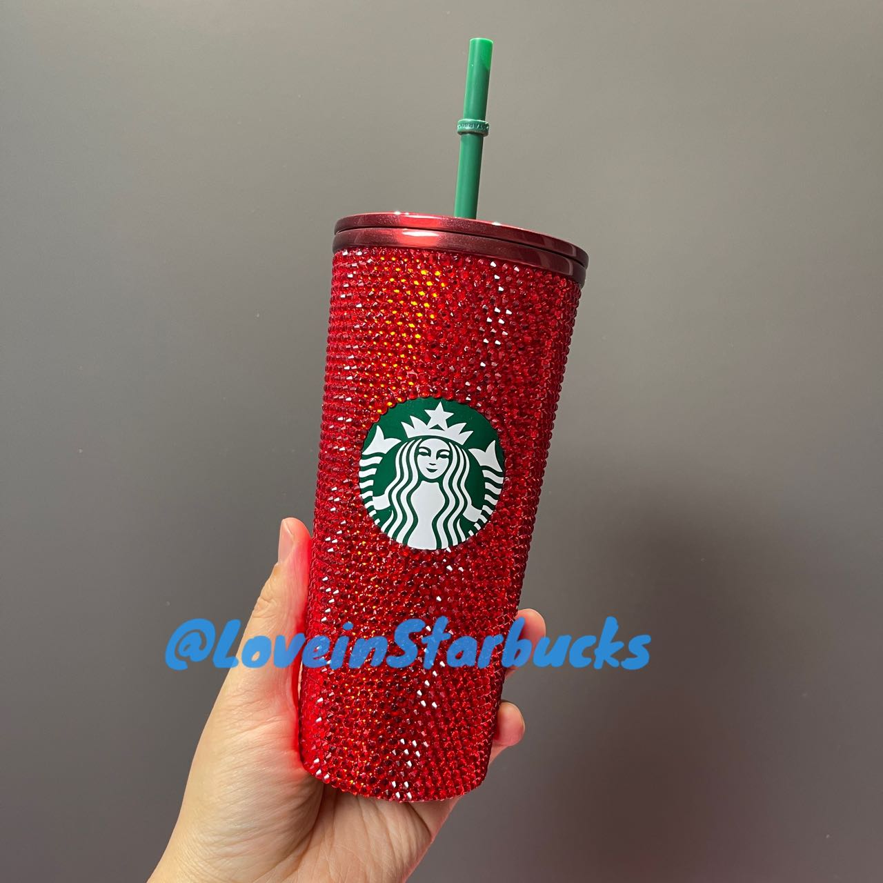 Starbucks red bling rhinestones cold cup 16oz loveinstarbucks loveinstarbucks
