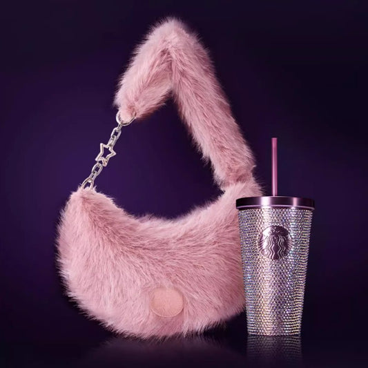 Starbucks China 2023 pink rhinestones cup+ bag loveinstarbucks loveinstarbucks