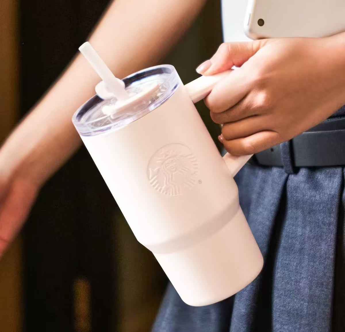 Starbucks Cup 2026 Summer New Crystal Pink Double Drinking Stainless Steel Straw Cup 615ml