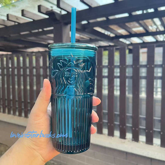on sale Starbucks China 2022 Christmas x1 blue green series - blue Classic Glass Straw 550ml Starbucks loveinstarbucks