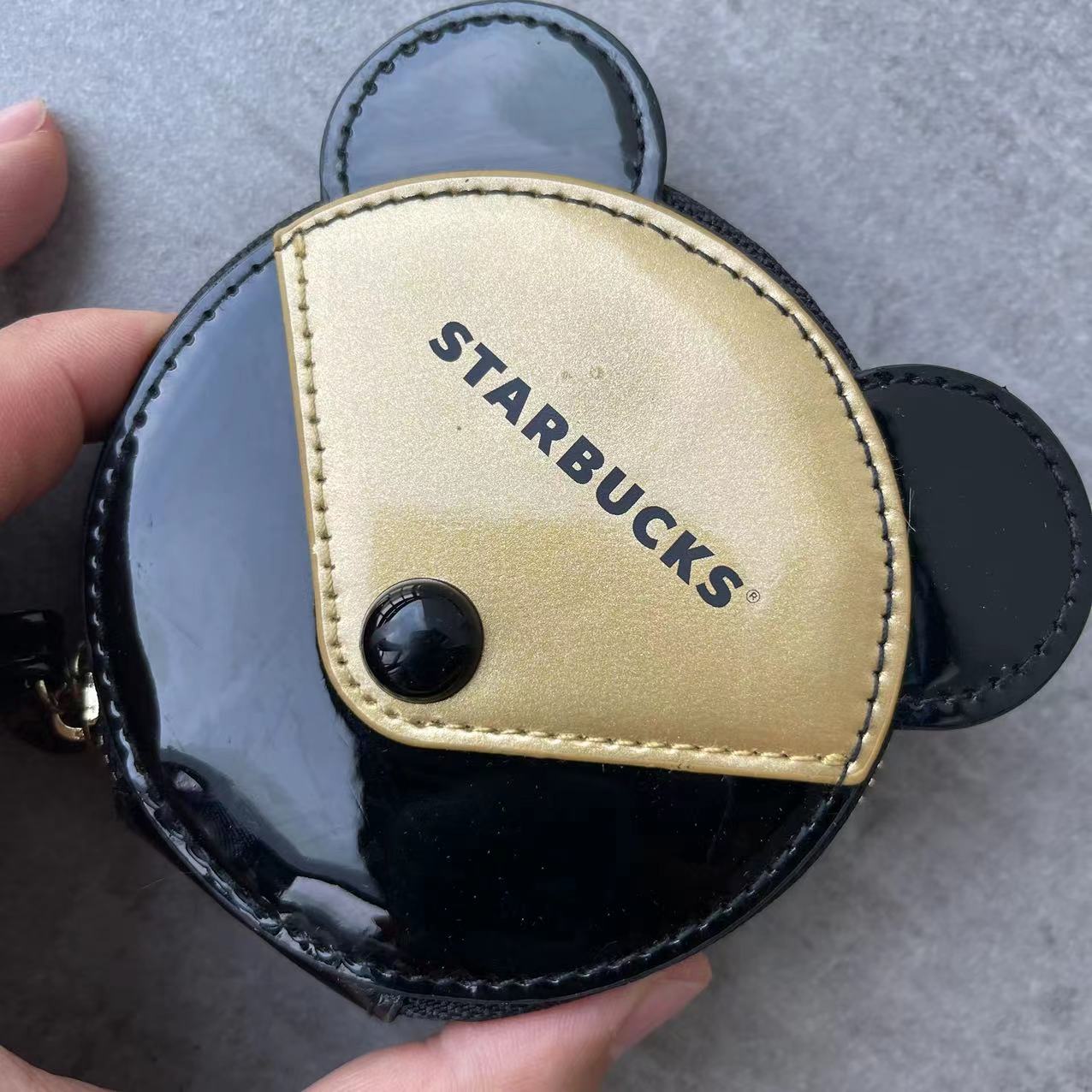 Starbucks China Black Mickey Flaw Coin purse with one 10th anniversary pin Starbucks loveinstarbucks