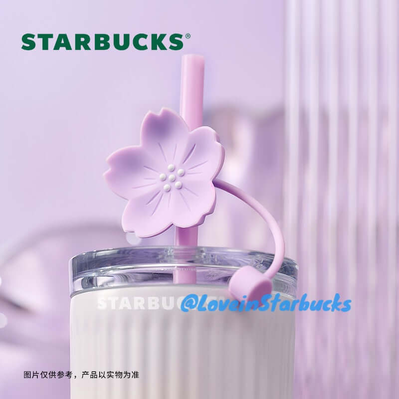 Starbucks China 2024 purple Ombre stripe straw cup 473ml coming with flower topper loveinstarbucks loveinstarbucks
