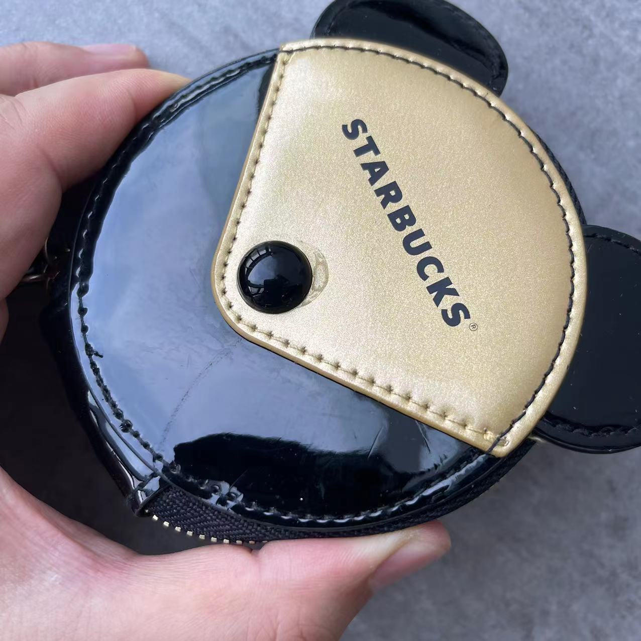 Starbucks China Black Mickey Flaw Coin purse with one 10th anniversary pin Starbucks loveinstarbucks