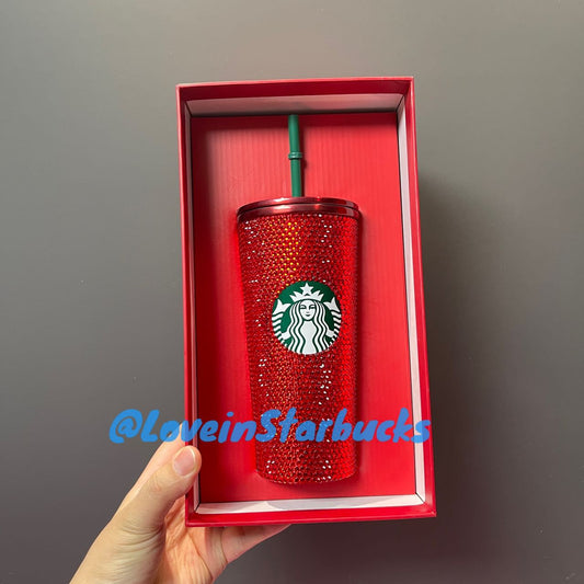 Starbucks red bling rhinestones cold cup 16oz loveinstarbucks loveinstarbucks