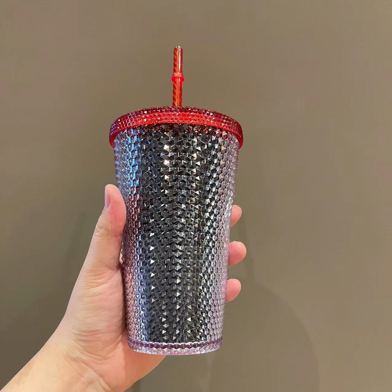 ON SALE Starbucks red Ombre Grande plastic cup without SKU tag loveinstarbucks loveinstarbucks