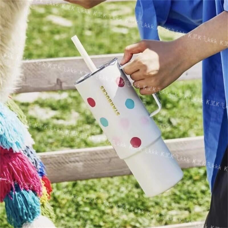 Starbucks China Alpaca series Dots white Stainless steel straw cup 946ml Starbucks loveinstarbucks