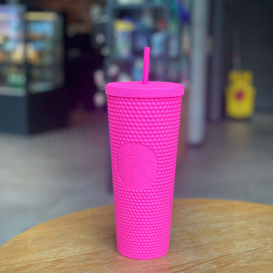 Starbucks China 2024 Dopamine Series fluorescent pink plastic matte straw cup 24oz Starbucks loveinstarbucks