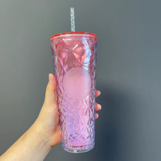 Starbucks China 2023 Christmas cute pet series Red Pink Ombre Diamond straw cold cup 24oz Starbucks loveinstarbucks