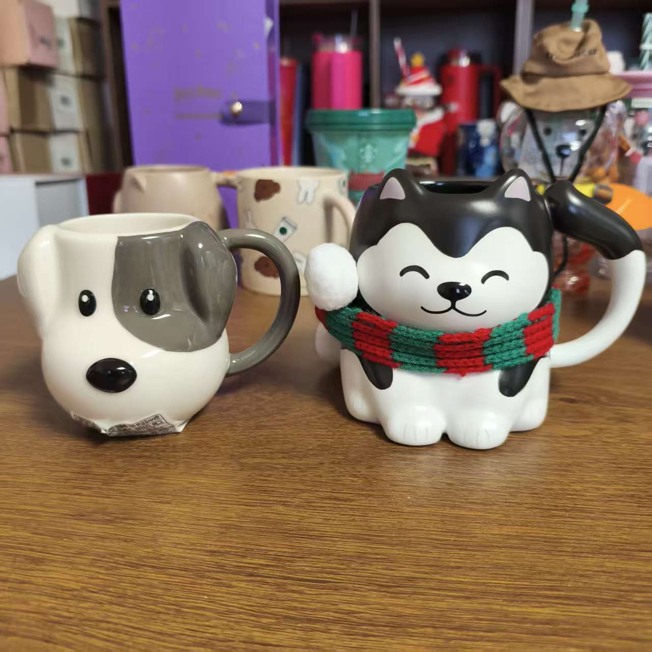 Starbucks  two dog-shaped mugs