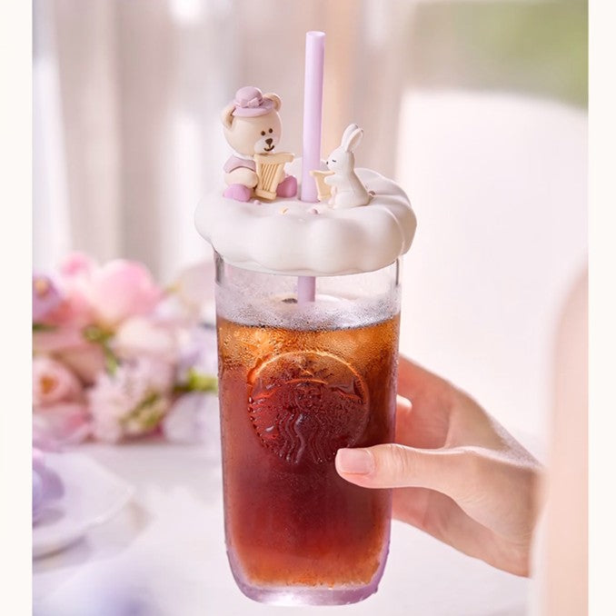 on sale Starbucks China 2025 Garden Dance series purple straw glass cup 530ml