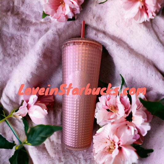 Starbucks Taiwan 2023 Protecting Marine Series pink cold water straw gird cup 24oz Starbucks loveinstarbucks