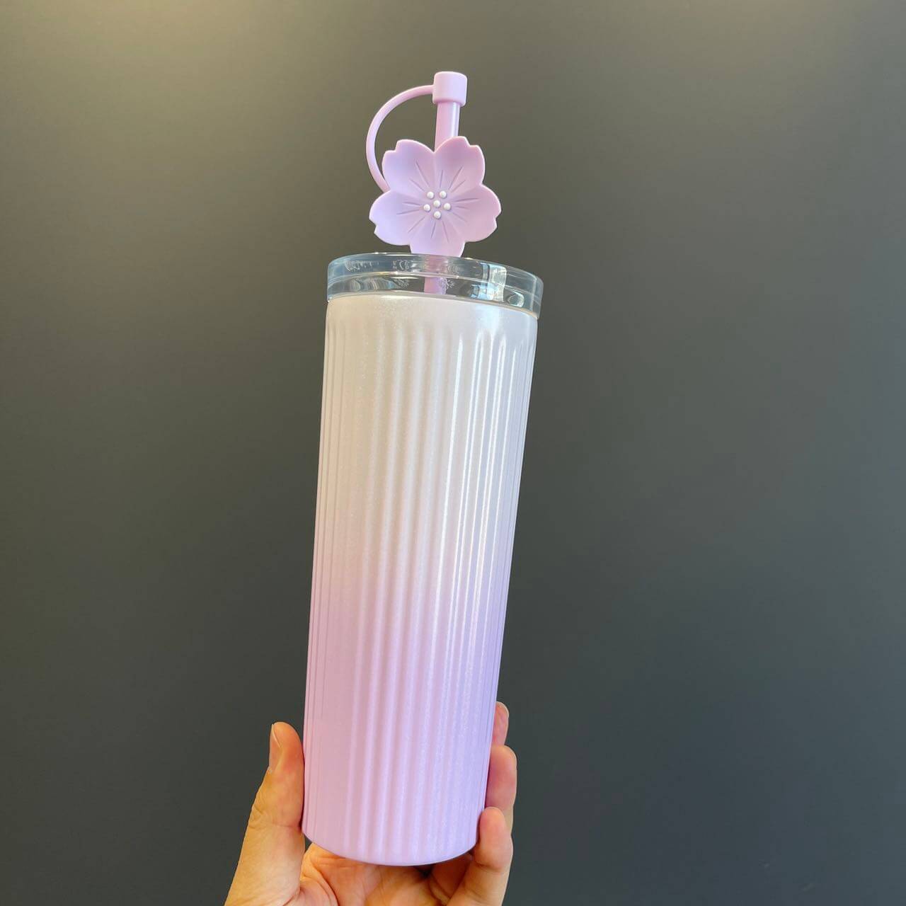 Starbucks China 2024 purple Ombre stripe straw cup 473ml coming with flower topper loveinstarbucks loveinstarbucks