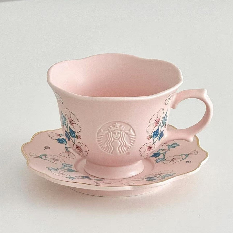 Starbucks China 2025 Spring Flower online Series Pink mug dish set