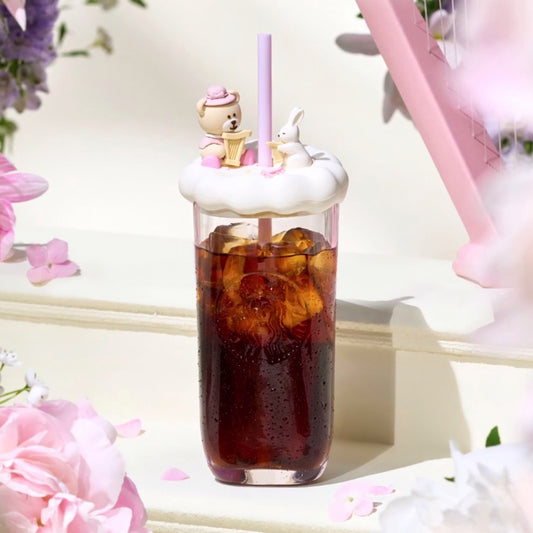 on sale Starbucks China 2025 Garden Dance series purple straw glass cup 530ml