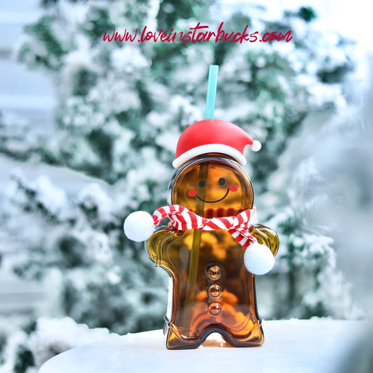 Starbucks China 2020 Christmas Gingerbread Man Shaped Glass Straw Cup 730ml Starbucks loveinstarbucks
