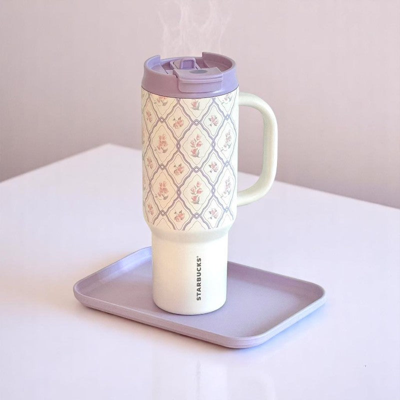 Starbucks China 2025 Garden Dance series Dreamy Purple Insulated Double drinking spout Stainless steel cup 1189ml