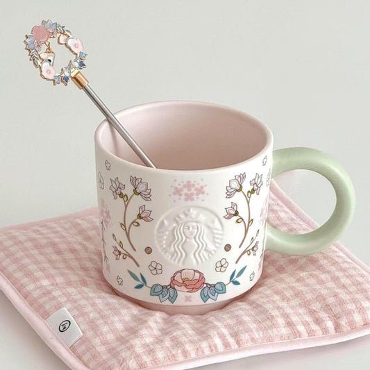 Starbucks China 2025 Spring Flower online Series Ceramic Mug with stirer