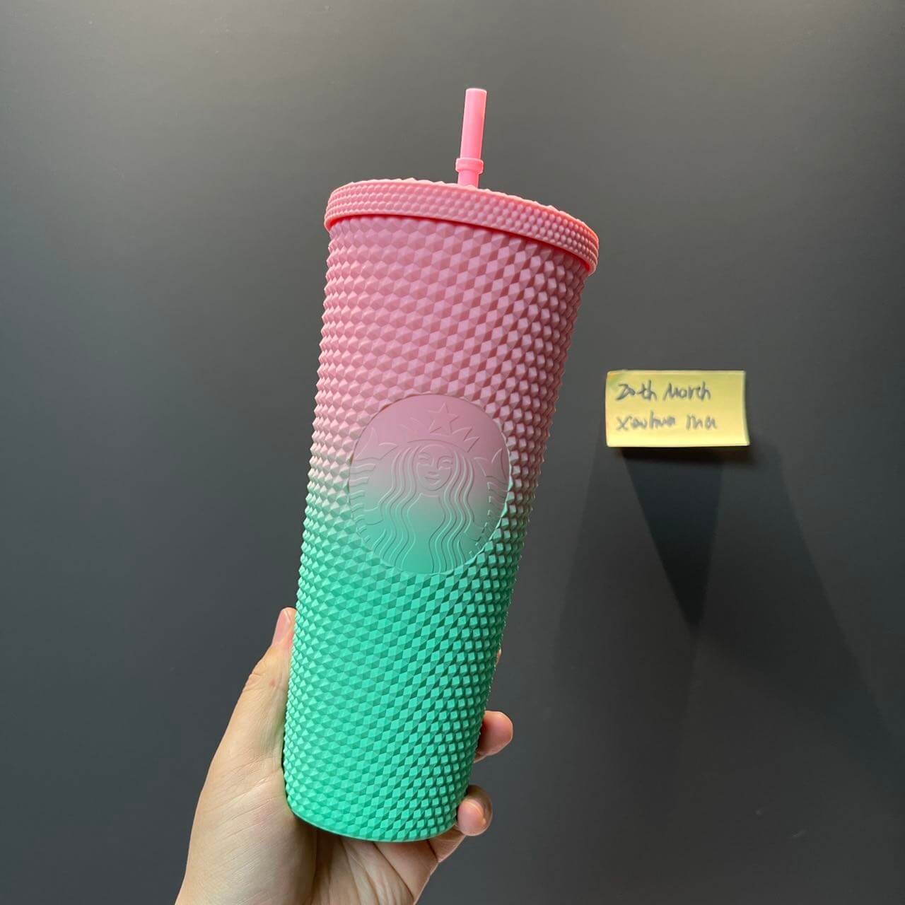 Clearance Starbucks Taiwan pink green studded cup loveinstarbucks loveinstarbucks