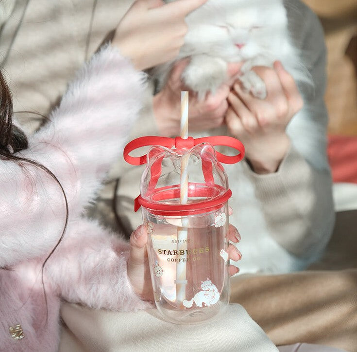 Starbucks China 2024 Star moving series Double wall glass straw cup 400ml loveinstarbucks loveinstarbucks