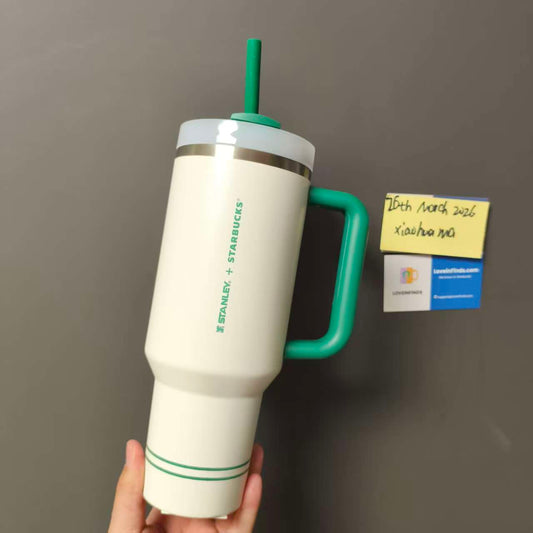 Damaged - only ship within US- Starbucks Stanley white Stainless steel cup 40oz