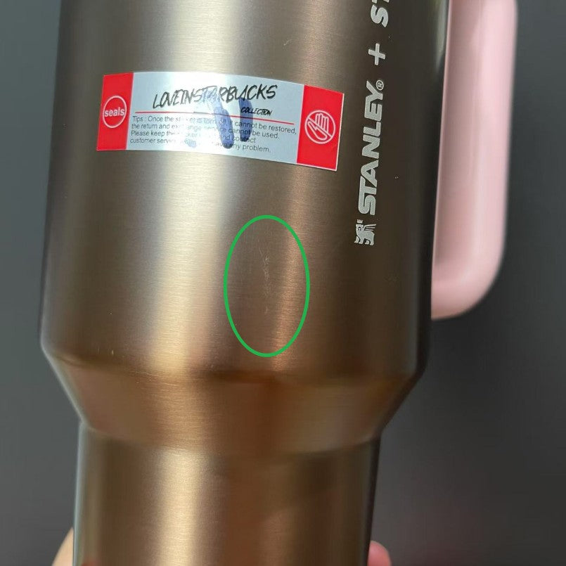 tiny flaw -A1- Starbucks China 2025 Valentine's Day Stanley rose gold Stainless Steel Straw Cup 40oz 1183ml