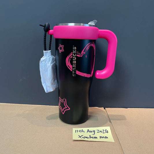 without lid Starbucks China 2024 colorful summer black pink Stainless steel cup 1280ml Starbucks loveinstarbucks