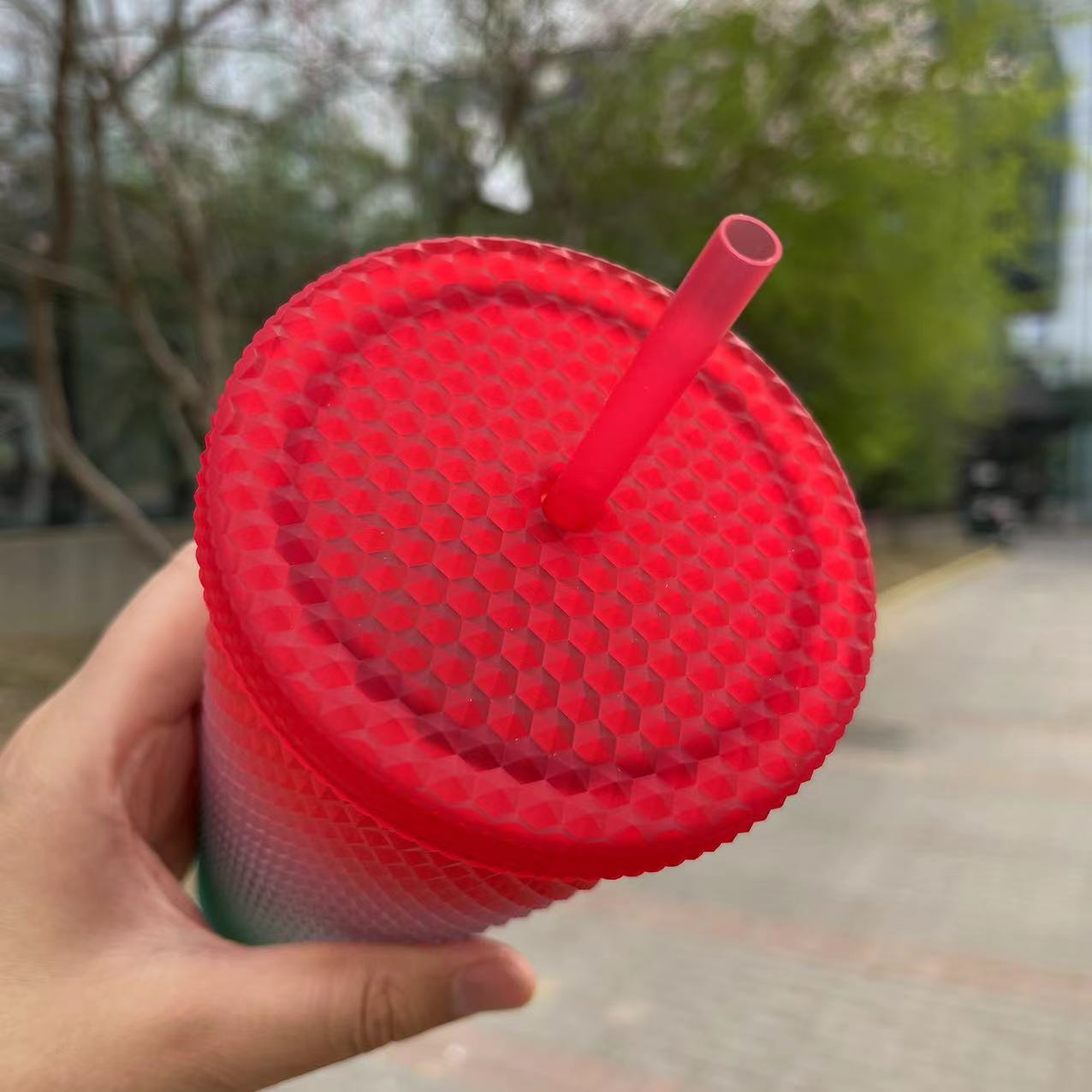 Starbucks Tumblers bling rainbow / watermelon summer OMBRE and yellow with elephant top-per studded cup Starbucks loveinstarbucks