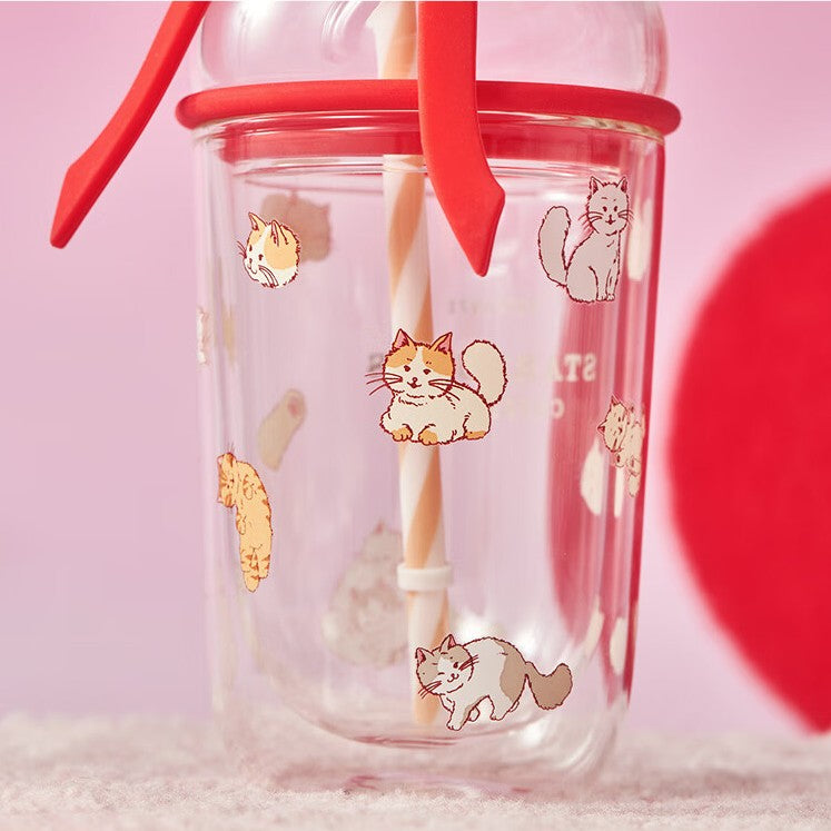 Starbucks China 2024 Star moving series Double wall glass straw cup 400ml loveinstarbucks loveinstarbucks