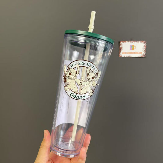Starbucks x Disney Stitch plastic straw cup 24oz