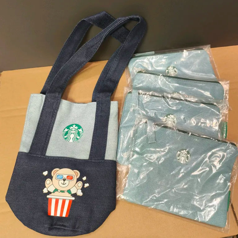 Starbucks Cup  Bag and Four Small Storage Pouches