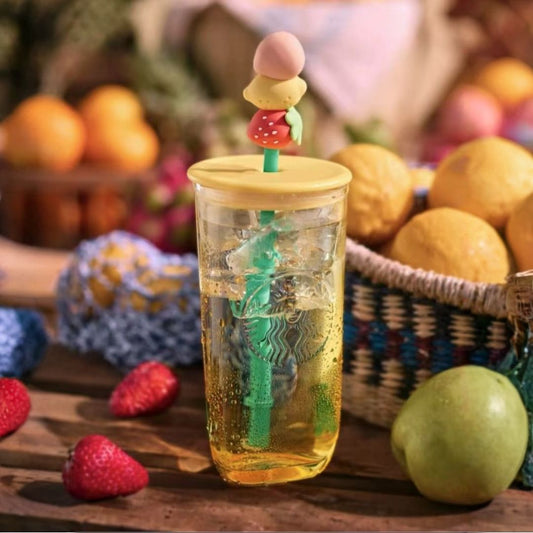 Starbucks China 2025 Fruit Romance series Triangle glass cup 473ml coming with stopper