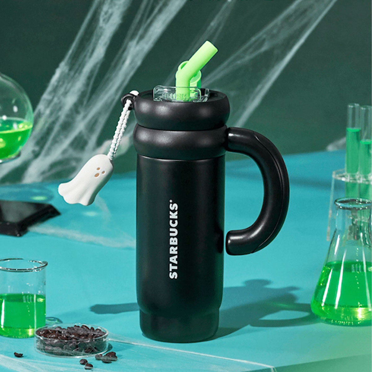 Starbucks China 2024 Halloween Green Ghost online Stainless steel straw cup 936ml starbucks loveinstarbucks