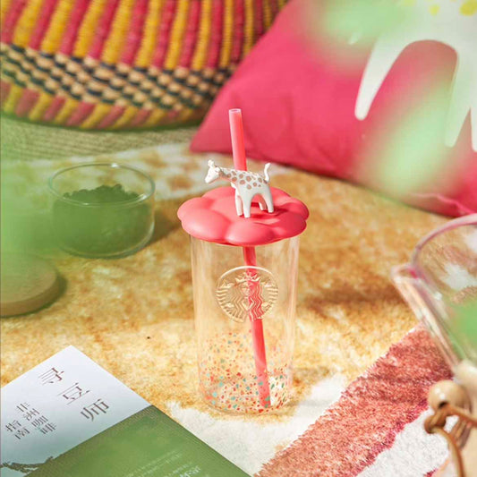 Starbucks China 2023 Tropical style series Giraffe glass Straw cup 355ml Starbucks loveinstarbucks