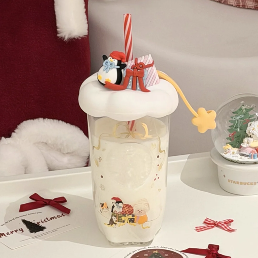 Starbucks China 2026 Christmas Series Star Clear Glass Tumbler with Straw