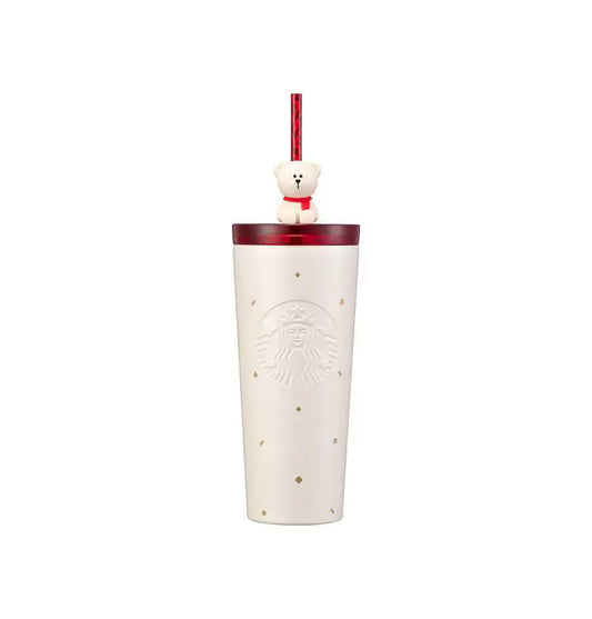 Starbucks Korea 2026 Christmas First Series White Stainless Steel Straw Tumbler 473ml 15.99oz