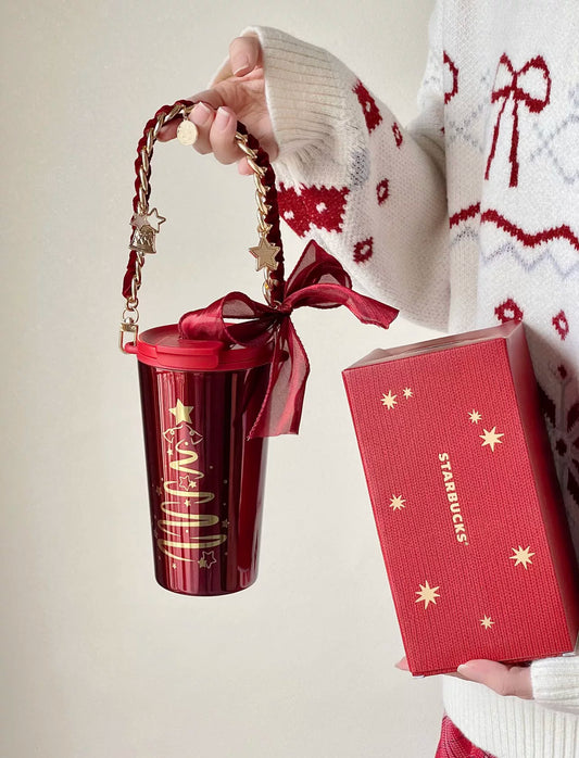 Starbucks China 2026 Christmas Woven with Warmth Series Red Dual-Drink Tumbler with Handle
