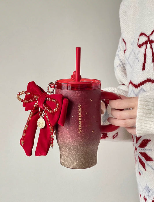 Starbucks China 2026 Christmas Woven with Warmth Series Titanium Tumbler with Bow