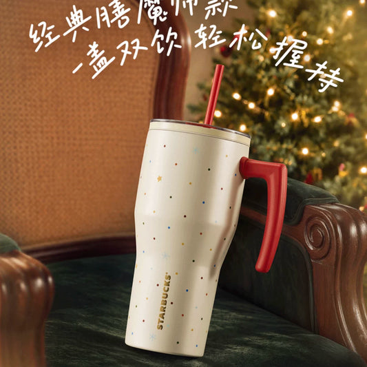 Starbucks China Winter Star Gathering Series 880ml Stainless Steel Straw Tumbler