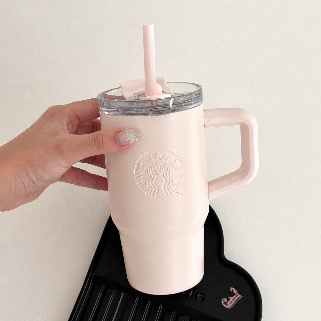 Starbucks Cup 2026 Summer New Crystal Pink Double Drinking Stainless Steel Straw Cup 615ml