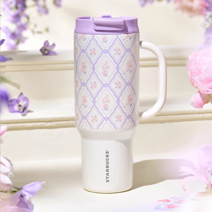 Starbucks China 2025 Garden Dance series Dreamy Purple Insulated Double drinking spout Stainless steel cup 1189ml