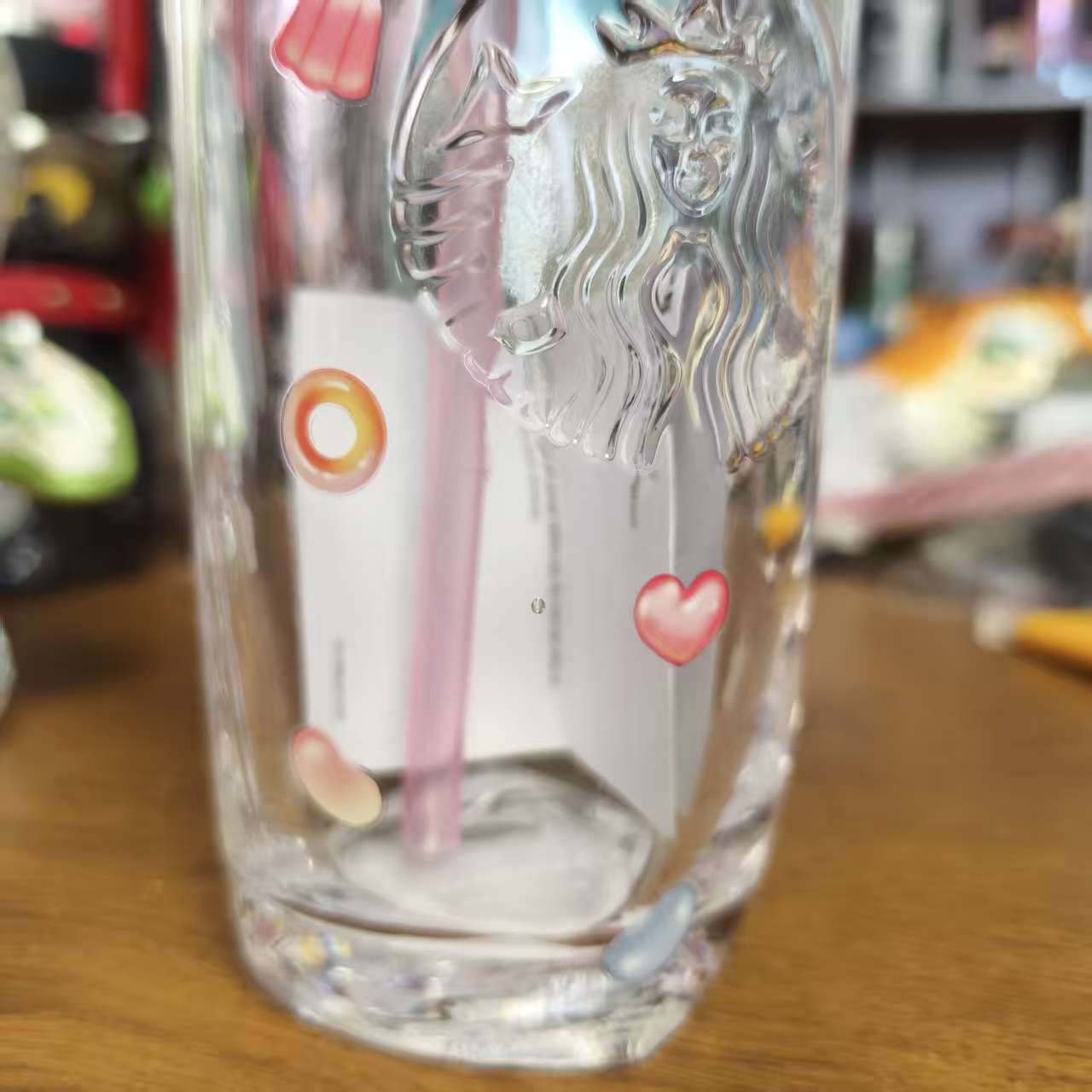 2pcs -  Starbucks China Green x1  Bearista BEAR and heart glass x1   glass - please read details before order