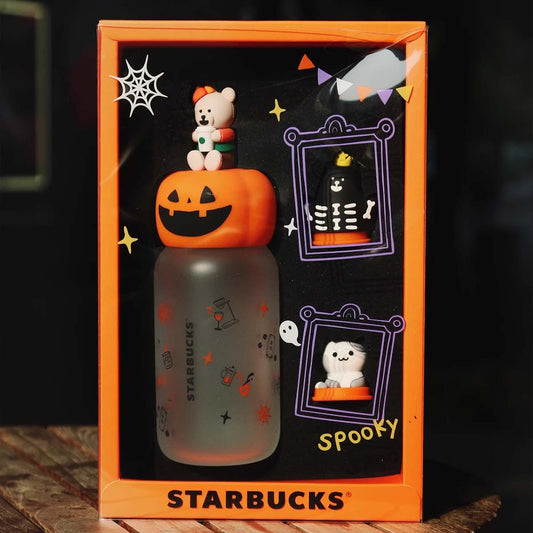 Starbucks China 2020 Halloween Pumpkin style glass cup with replacement cup decorations 370ml Starbucks loveinstarbucks