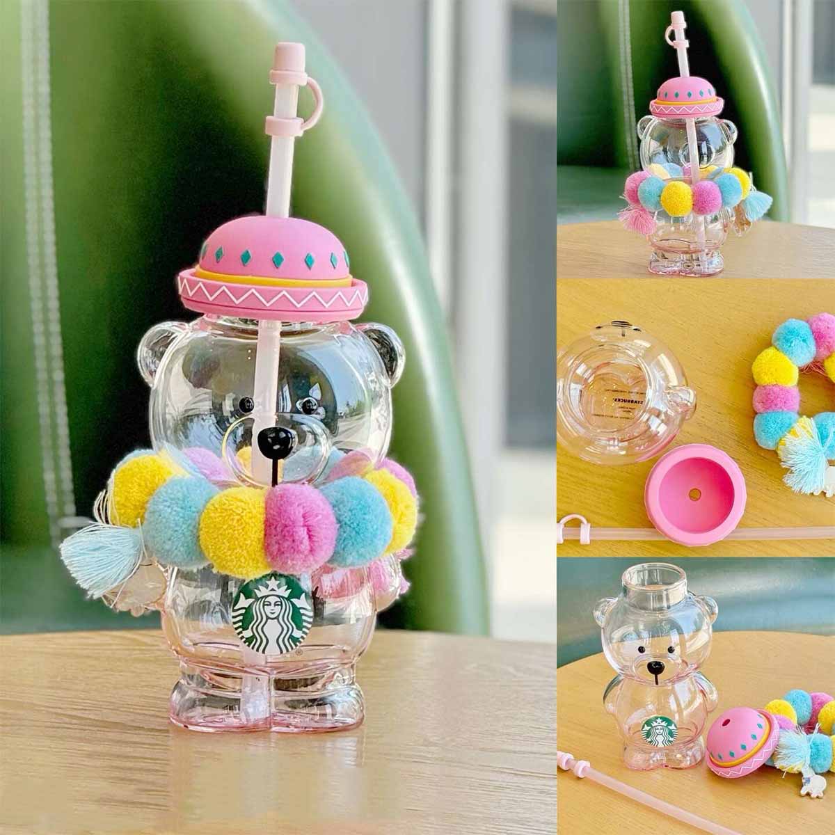 Starbucks China Alpaca series bearista bear straw glass cup 460ml Starbucks loveinstarbucks