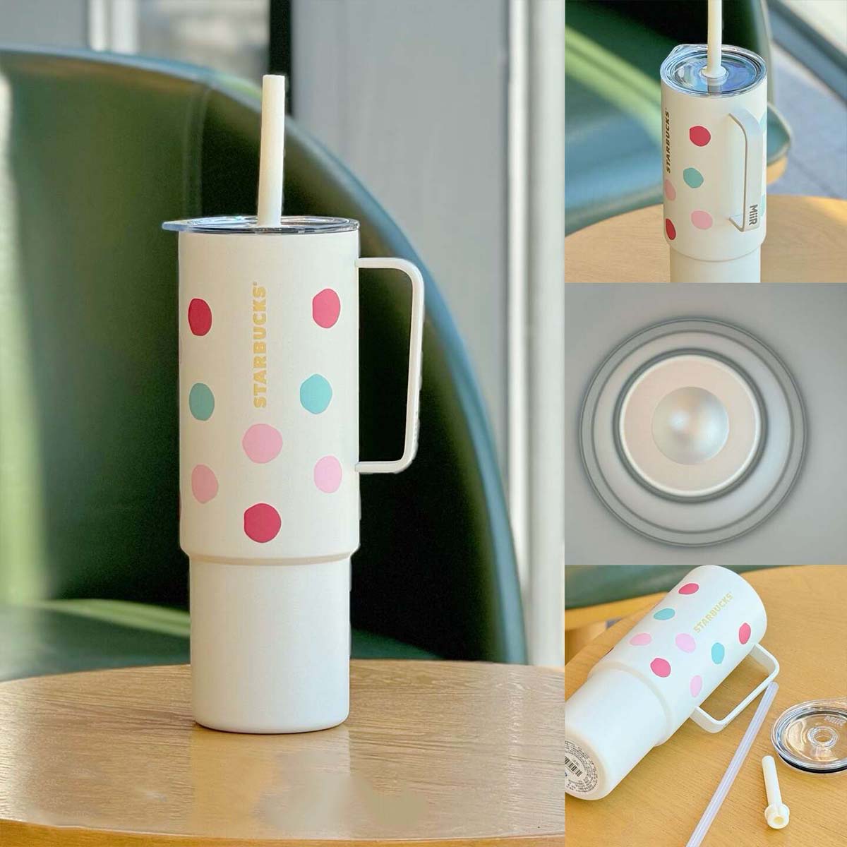 Starbucks China Alpaca series Dots white Stainless steel straw cup 946ml Starbucks loveinstarbucks